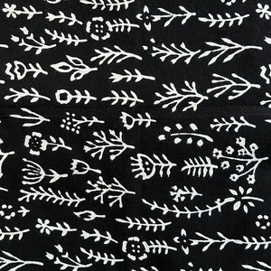 Black Floral Block Print Fabric: Soft Cotton Dress Material By The Yard image 2