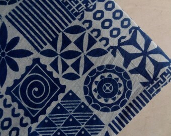 Tessuto Cotone Stampa Blocco A Mano Floreale Blu Indiano 5 Iarde - Foto 8