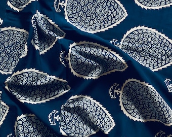 Indigo Blue Block Print Fabric: 100% Cotton Dabu Print By The Yard