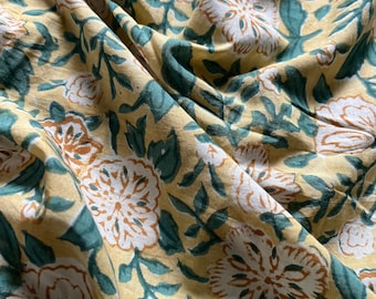 Beautiful Hand Block Printed Fabric, Cotton Fabric, Indian Fabric, fabric by yard, Block Printed Cotton womens clothing