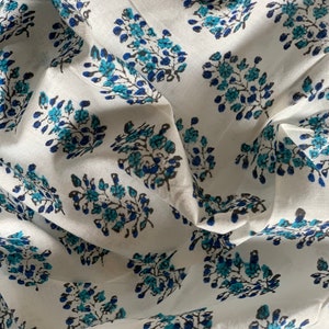 Floral Block Print Cotton Fabric: Indian Summer Dressmaking Sewing Fabric