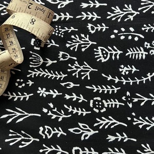 Black Floral Block Print Fabric: Soft Cotton Dress Material By The Yard image 3