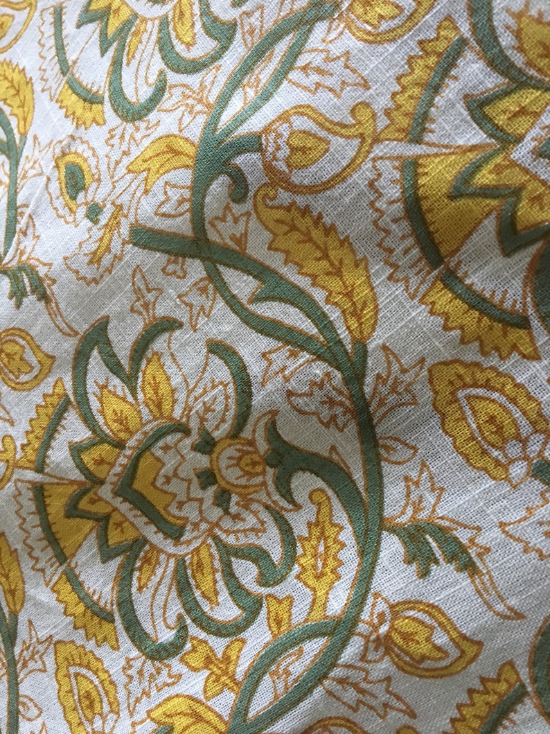 Yellow Flower Cotton Indian Fabric Summer Sewing Fabric - Etsy