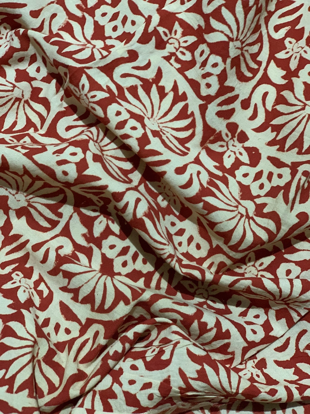 Hand Block Print Lotus Print Soft Cotton Fabric Fabric Etsy