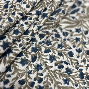 Beautiful Hand Block Printed Fabric, Cotton Fabric, Indian Fabric, fabric by yard, Block Printed Cotton womens clothing