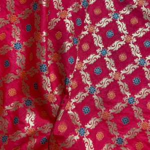 Yellow Brocade Fabric By the yard, Indian Fabric, crafting sewing costume Wedding Dress Fabric Bridal Banarasi Lengha art Silk Fabric