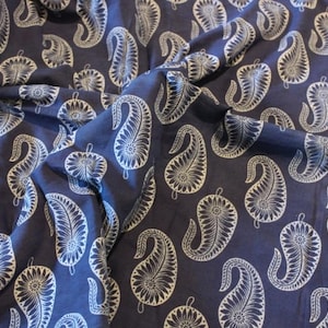 Cambric cotton Fabric Jaipuri print Fabric Indian Fabric Block Print Indigo Blue Dabu Print Fabric Quilting Fabric By The Yard