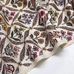 Floral Block Print Cotton Fabric: Multi Color Vegetable Dye (by Yard)