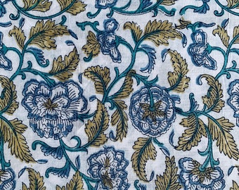 Floral Block Print Cotton Fabric: Indian Dress Fabric