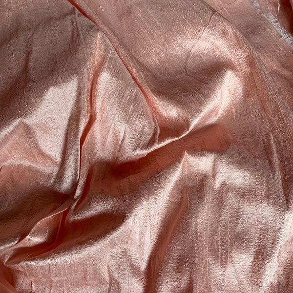 Peach puff Indian Dupioni fabric raw silk by yard weddings bridesmaid dress Dupion craft sewing upholstery drapery