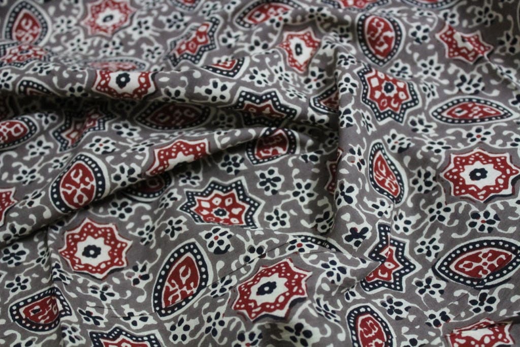 Brown - Natural Dyed Cotton Ajrakh Print Fabric 21