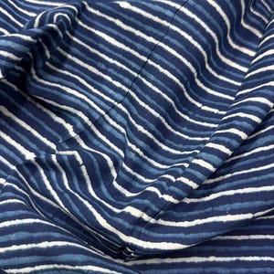 Fabric By The Yard Indigo Blue Cotton Fabric, Indian Block Printed Natural Vegetable Dye Sewing Fabric, Dabu Print Mud Resist Fabric