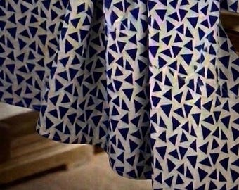 Indigo Blue Block Printed Cotton Fabric: Floral Sewing Dress Material