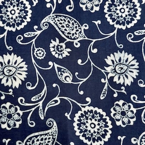 Indigo Fabric Block Print Fabric Hand Dyed Cotton Fabric Leaf Print Blue Fabric, Dabu Mud Cloth Dressmaking Fabric By The Yard Indian fabric