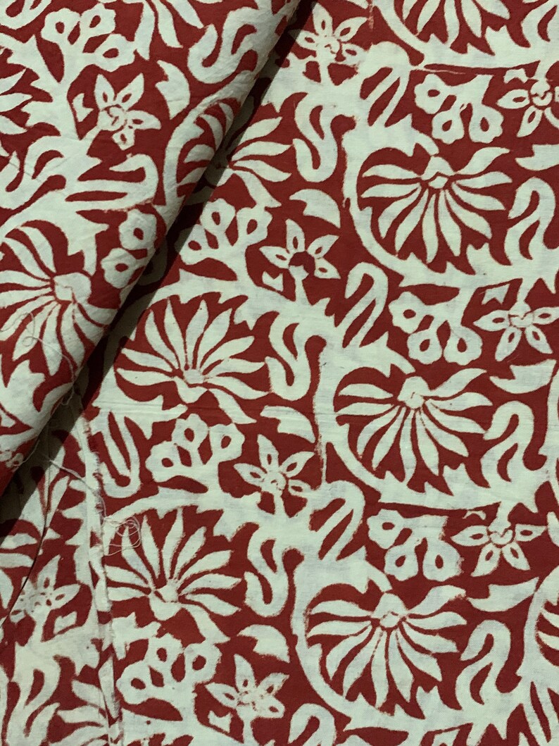 Hand Block Print Lotus Print Soft Cotton Fabric Fabric Etsy