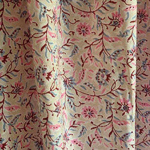 Floral Block Print Cotton Fabric: Indian Summer Dressmaking Fabric