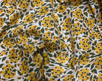 Yellow Floral Cotton Fabric: Indian Dress Sewing Material