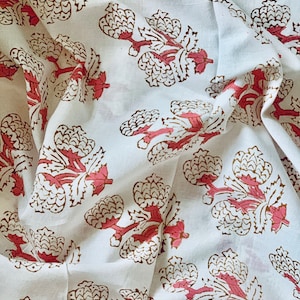 Hand bedruckter Stoff Block Print Kunst Baumwoll-Stoff floral Block Print Kunst Stoff Nähen Baumwollstoff modern floral fabric Stoff
