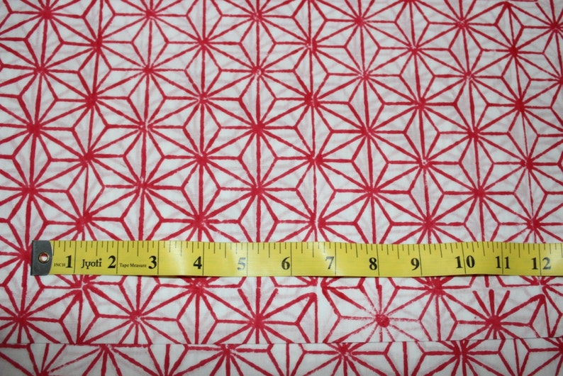 white and red print, womens clothing, block print fabric, fabric by yard, cotton fabric, Indian fabric cotton robe dress fabric by yard image 4