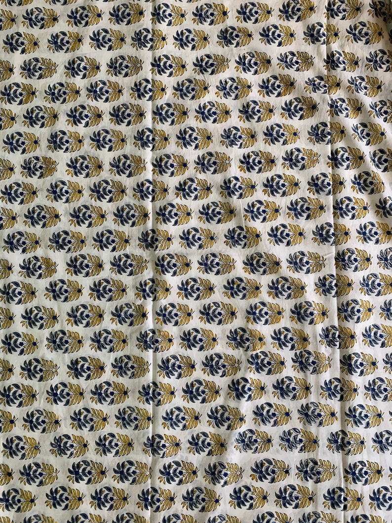 YELLOW Tiny floral print Hand Block Printed Coral Fabric | Etsy