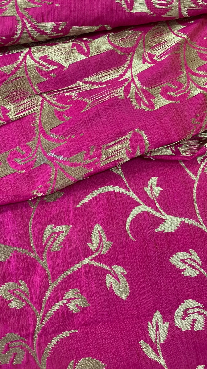 Pink Indian Brocade Fabric by the Yard Banarasi Blended Silk Etsy