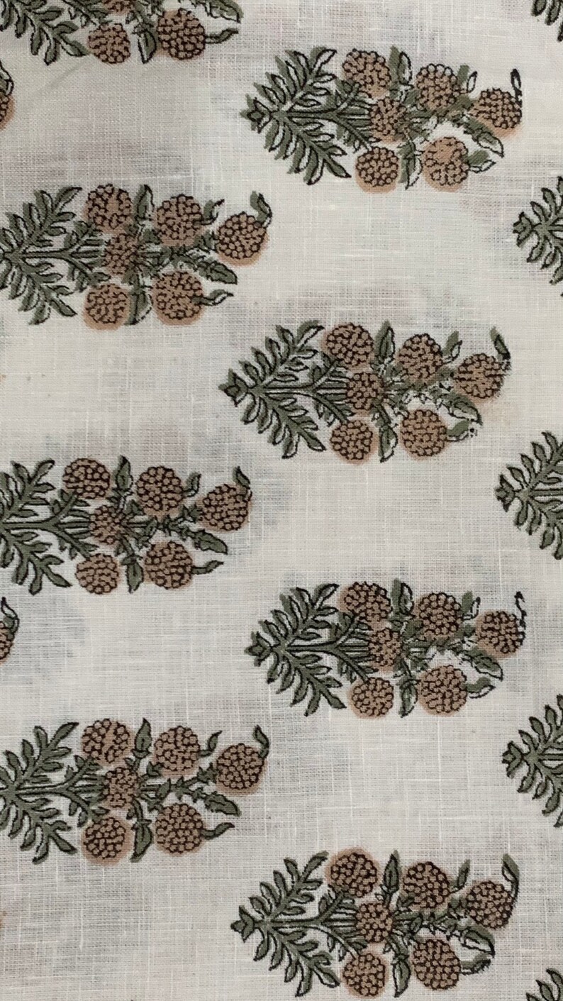 Linen Fabric Hand Block Print Fabric Indian Fabric Fabric Etsy