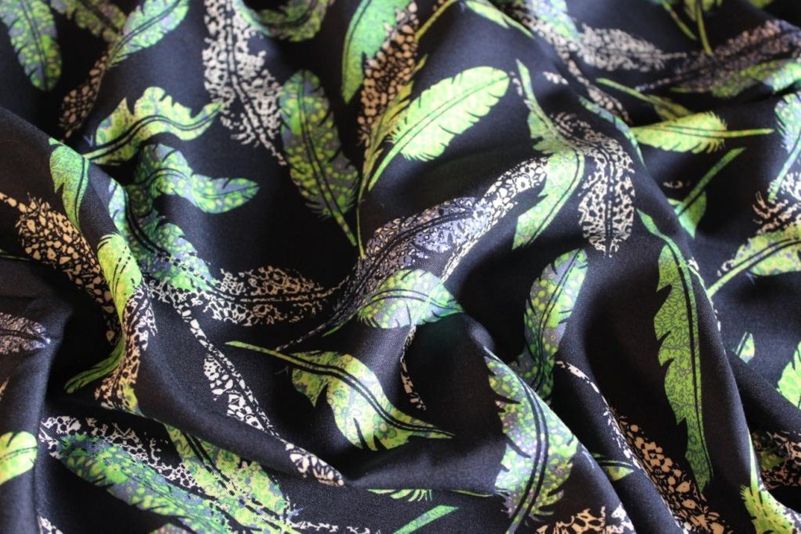 Feather Print Fabric Rayon Fabric Rayon Challis Fabric by Yard Etsy UK