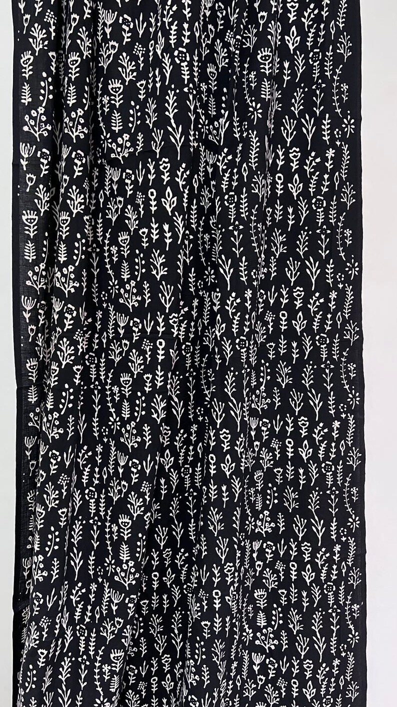Black Floral Block Print Fabric: Soft Cotton Dress Material By The Yard image 6