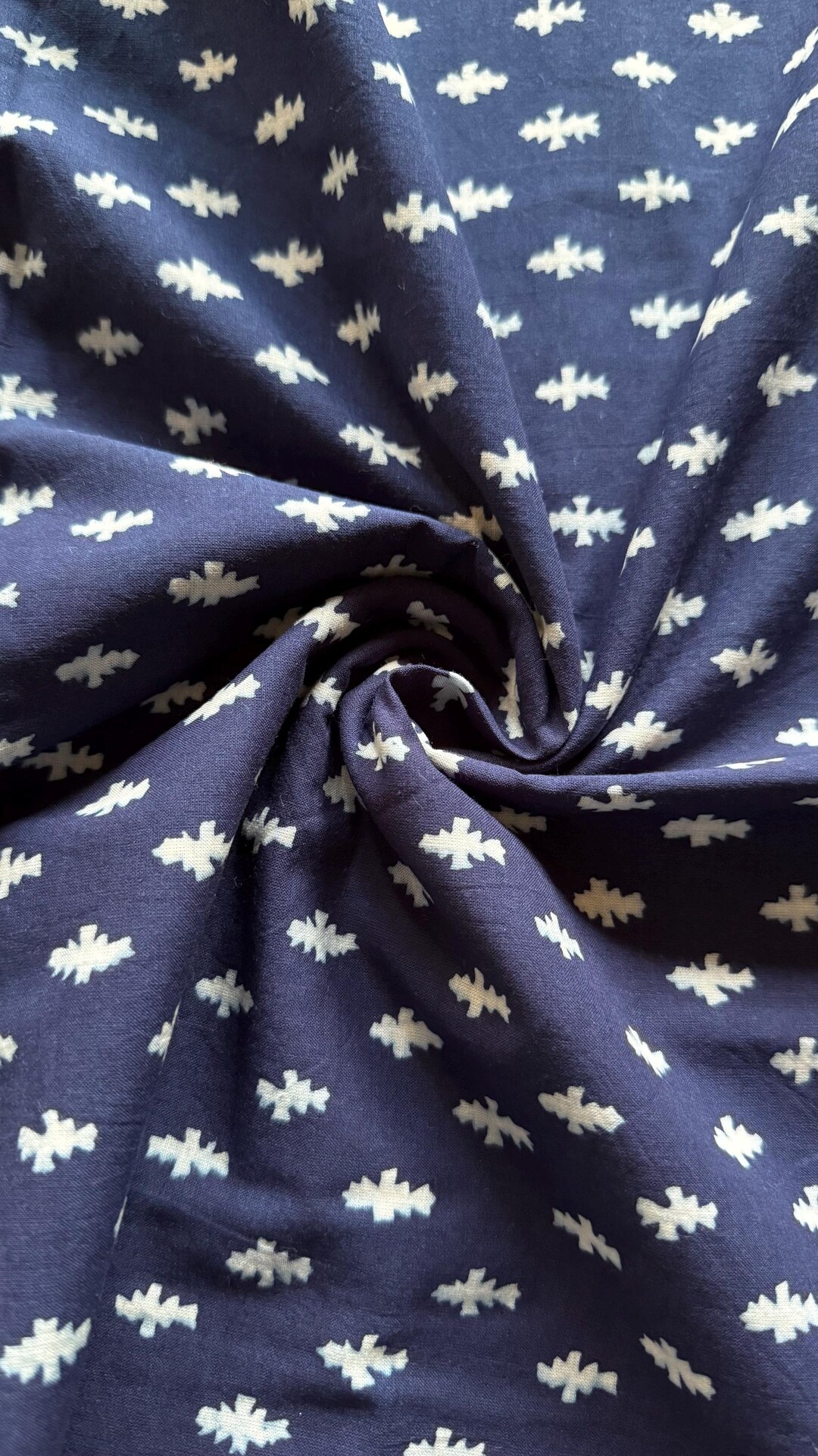 Blue - Pipad Block Print Natural Dyed Cotton Fabric 29