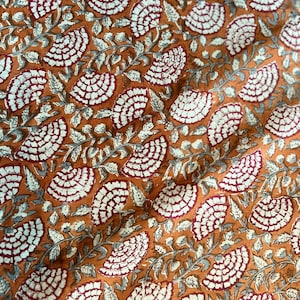 Beautiful Hand Block Printed Fabric, Cotton Fabric, Indian Fabric, fabric by yard, Block Printed Cotton womens clothing