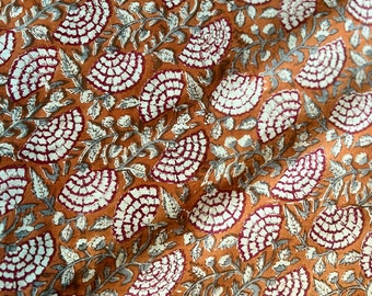 Beautiful Hand Block Printed Fabric, Cotton Fabric, Indian Fabric, fabric by yard, Block Printed Cotton womens clothing