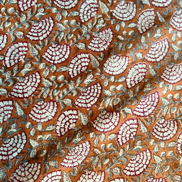 Beautiful Hand Block Printed Fabric, Cotton Fabric, Indian Fabric, fabric by yard, Block Printed Cotton womens clothing