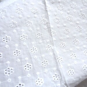 white eyelet fabric Lace White Cotton eyelet fabric lace cotton embroidery cotton eyelet lace fabric eyelet girls dress white eyelet dress image 5