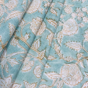 Beautiful Hand Block Printed Fabric, Cotton Fabric, Indian Fabric, fabric by yard, Block Printed Cotton womens clothing