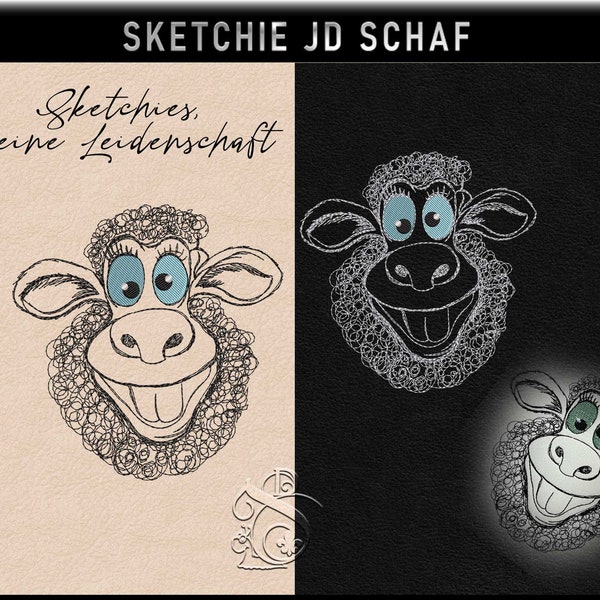 Stickdatei -JD Schaf- No.9 Sketchies meine Leidenschaft