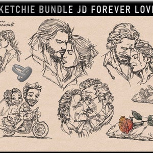 Paquete de archivos de bordado JD Forever Love V4 Sketchies mi pasión imagen 1