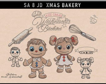 Embroidery file JD XMAS Bakery ***SA8 Sketchies my passion