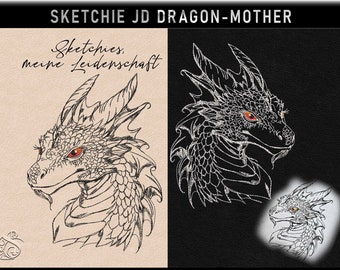 Embroidery file -JD Dragon Mother-No 5 Fantasy- Sketchies my passion