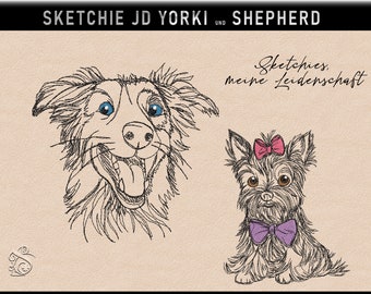 Stickdatei -JD Yorki und Shepherd-No.42 und 42a Sketchies meine Leidenschaft