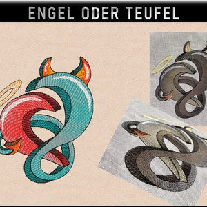 Angel or Devil Embroidery File with 3D Effect