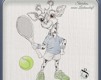 JD Toni Topspin – Tennis Giraffe | Sketchiestyle | Joycii Design-AD 33 -Tierischer Sportkalender