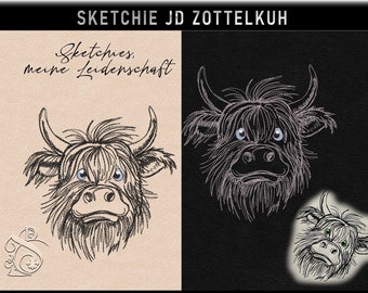 Stickdatei -JD Zottelkuh-No.13 Sketchies meine Leidenschaft