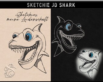 Stickdatei -JD Shark No.25 Sketchies meine Leidenschaft
