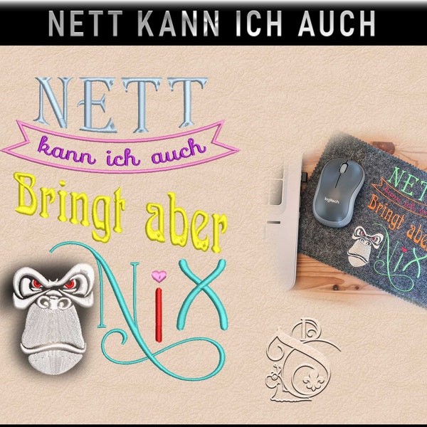 13x18 und 20x26 Nett kann ich auch Lettering Stickdatei