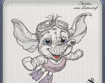 JD Taucher Elefant – Elefant mit Taucherbrille | Sketchiestyle | Joycii Design-AD 36 -Tierischer Sportkalender