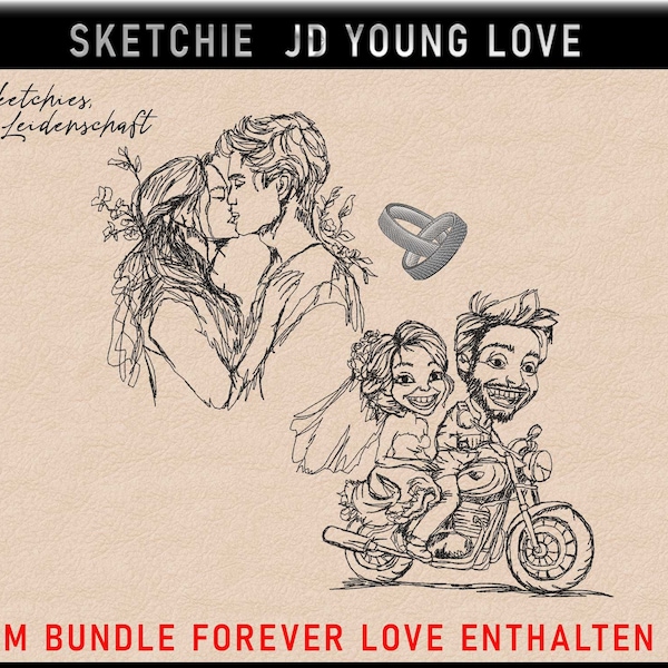 Stickdatei -JD Young Love-No 2 Love- Sketchies meine Leidenschaft