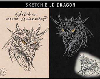 Embroidery file -JD Dragon-No 4 Fantasy- Sketchies my passion