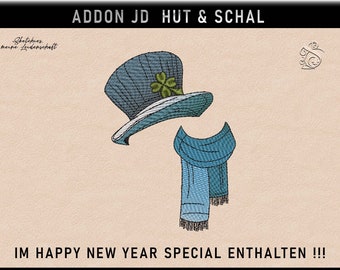 Embroidery file -JD hat and scarf- Addon No.2 - Sketchies my passion