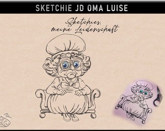 Embroidery file -JD Grandma Luise - Sketchies my passion - character no. 3