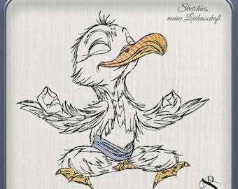 JD Seagull Ommm | Yoga Möwe Stickdatei | Sketchiestyle | Joycii Design-AD 14 -Tierischer Sportkalender